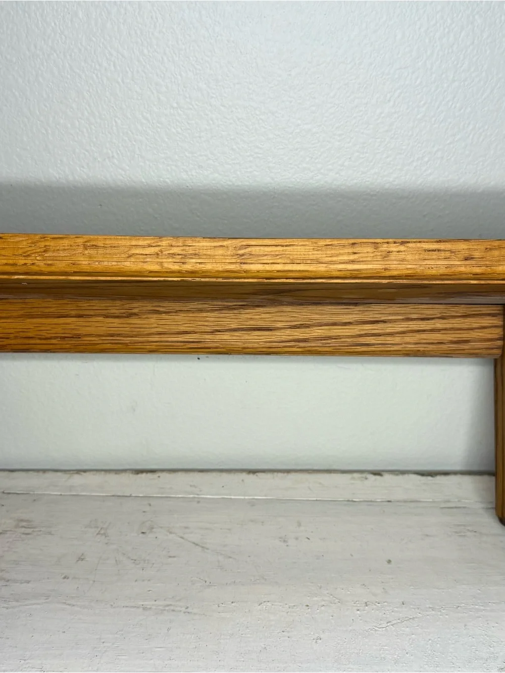 Vintage Oak Wall Shelf Farmhouse Display Ledge Rustic Country Decor, Scallop Bra